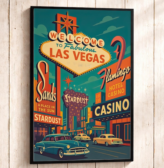 Vintage Las Vegas Travel Poster: 1950s Retro Nevada Art Print - Etsy