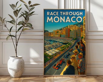 Monaco F1 Racing Poster: Vintage Grand Prix Konsttryck