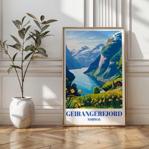 Geirangerfjord Norway Poster: Scandinavian Travel Art