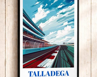 Talladega Superspeedway Poster: Vintage Stock Car Racing Art Print