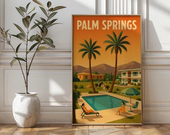 Palm Springs Travel Poster: 1950s Mid-Century Modern Art Print