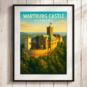 Wartburg Castle Travel Poster: Vintage German Castle Art Print