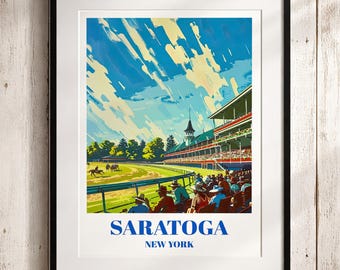 Vintage Saratoga Race Course Poster: Horse Racing Art Print