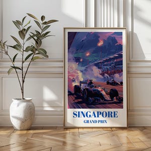 Singapore Grand Prix Track Travel Poster,  F1 Circuit Art Print, Formula 1 Racing Wall Decor, Motorsports Fan Gift,  F1 Enthusiast Artwork