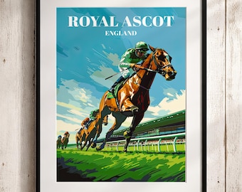 Royal Ascot Racecourse Print: Vintage British Equestrian Travel Poster