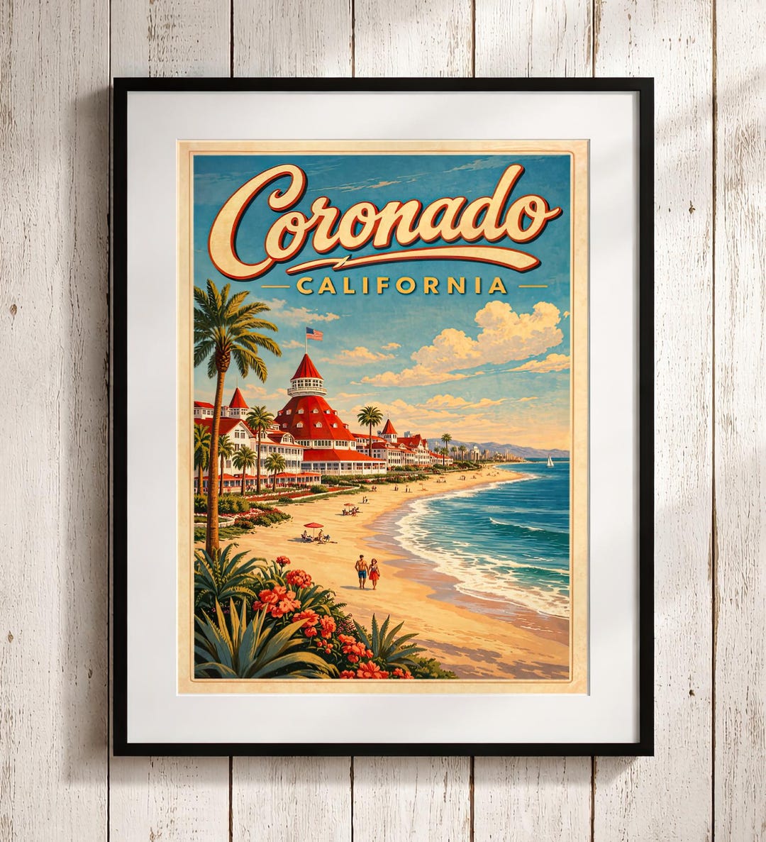 Coronado California Vintage Travel Poster | Retro San Diego Beach Wall ...