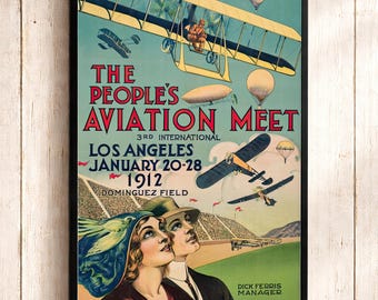 1912 Aviation Meet Poster Los Angeles Air Show Dominguez Field Wall Art Print
