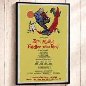 Póster de El violinista en el tejado, arte mural vintage de un musical de Broadway