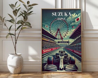Japanese Grand Prix Suzuka Circuit Travel Poster – F1 Racing Wall Art, Motorsport Decor, Japan Grand Prix Memorabilia, Formula One Fan Decor
