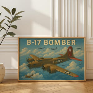 B-17 Flying Fortress Print: WWII Aviation Art, Military Decor
