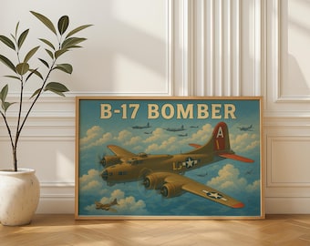 B-17 Flying Fortress Print: WWII Aviation Art, Military Decor