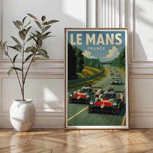 Le Mans France Racing Poster | 24 Stunden von Le Mans Wandkunst | Vintage Motorsport Reise-Druck | Rennauto-Poster für Man-Cave-Dekor