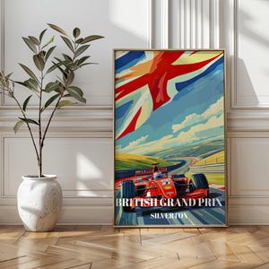 Póster de viaje del Gran Premio de Gran Bretaña en Silverstone, arte de carreras de F1, impresión de pared de deportes de motor, regalo perfecto de Fórmula 1, obra de arte del circuito de Silverstone.