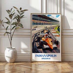 Indianapolis Racetrack Travel Poster. Indy 500 Wall Art, Indianapolis Speedway Print, Race Car Poster, Classic Motorsports Decor