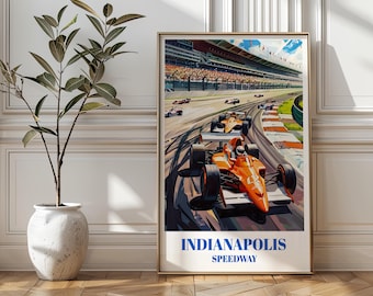 Indianapolis Racetrack Travel Poster. Indy 500 Wall Art, Indianapolis Speedway Print, Race Car Poster, Classic Motorsports Decor