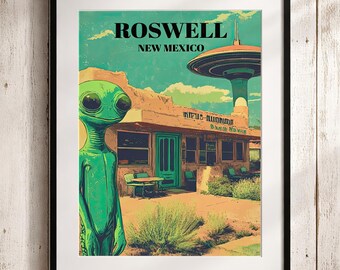 パスヘッド Roswell Project レコード グリーンスリーブ Roswell, New Mexico UFO Crash Travel Poster 11x17 Art Print - Etsy