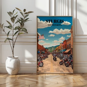 Sturgis Bike Week Travel Poster: Vintage Motorcycle Rally Art Print