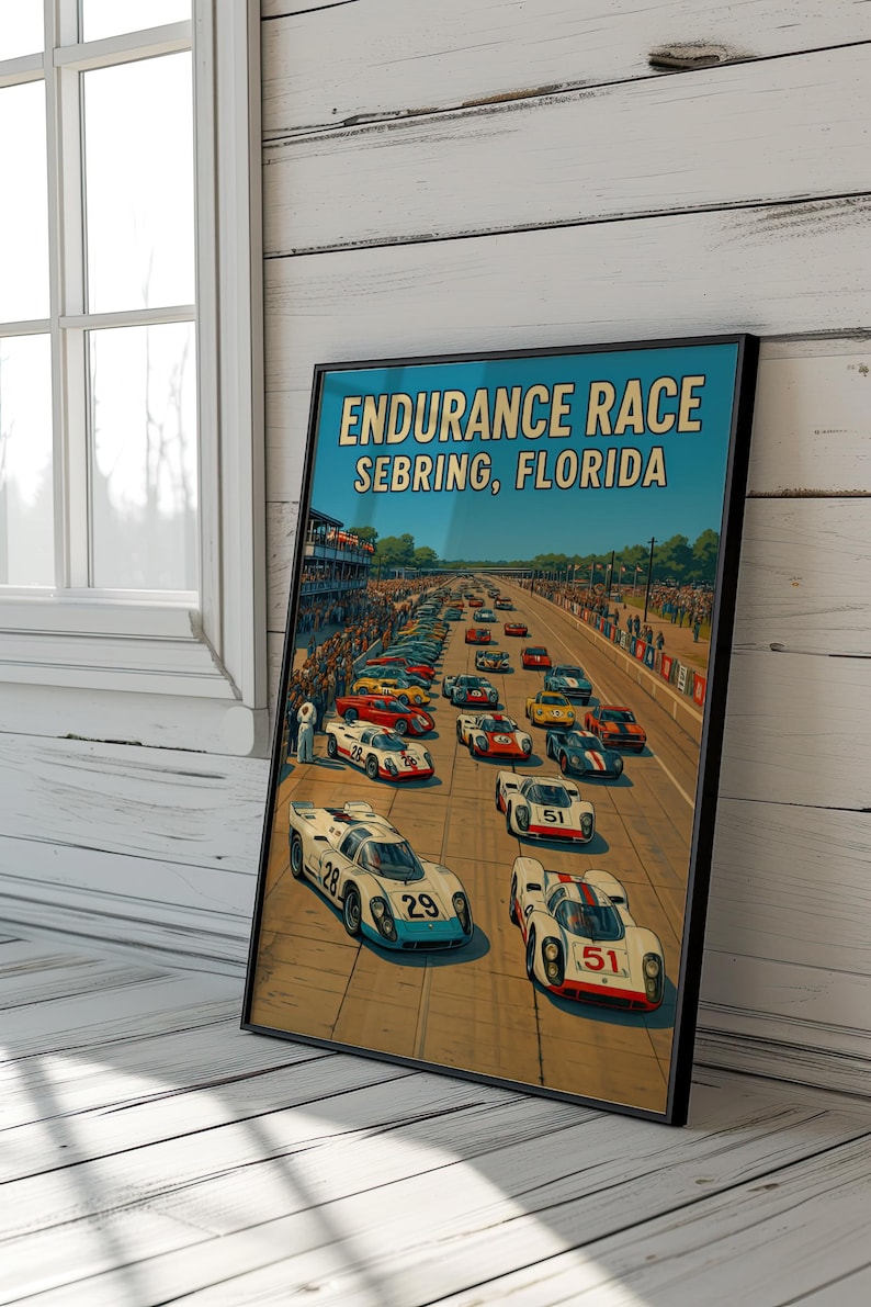 Sebring Florida Racing Poster: Vintage Endurance Race Wall Art - Etsy