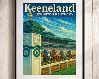 Keeneland Horse Racing Poster: Vintage Lexington Kentucky Equestrian Art