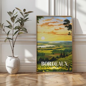 Bordeaux Wine Region Travel Poster, France Vineyard Wall Art Print And Countryside Decor, Wine Lover Gift, France Travel Souvenir