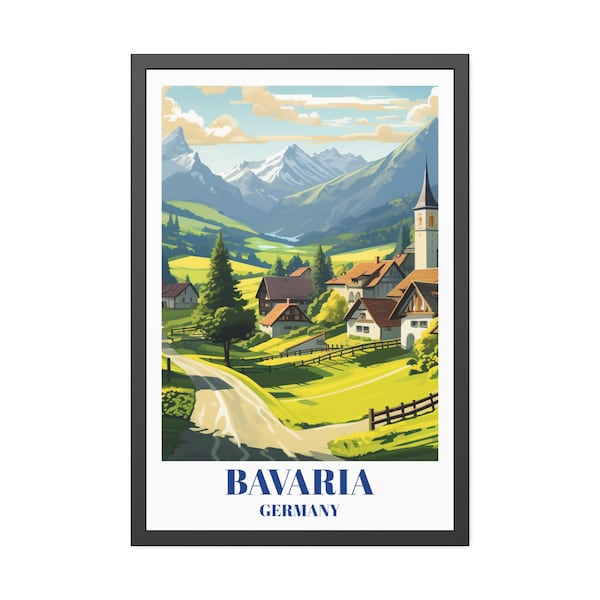 Travel Poster of a Small Bavarian Village in Germany. Discover Bavaria's Timeless Charms and Idyllic Villages.