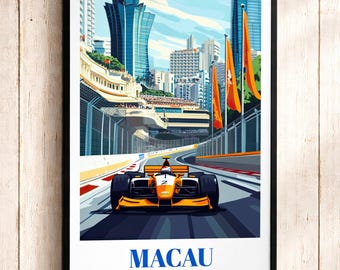 Macaus Grand Prix-affisch: Formel 1-racingkonsttryck