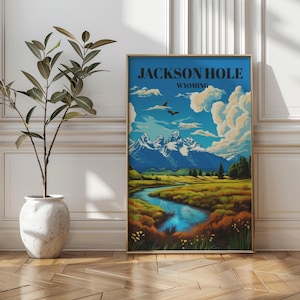 Jackson Hole Travel Poster: Tetons, Wyoming Art Print