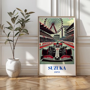 Japanese Grand Prix Travel Poster, Suzuka Circuit F1 Wall Art, Racing Decor, Motorsport Print, Suzuka Track Illustration,