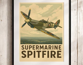 Poster Print : WW2 Aircraft - A Spitfire and Heinkel 111K