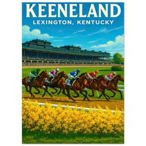 Keeneland Pferderennen Poster: Lexington Kentucky Vintage Travel Art Bild 1
