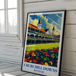 Embrace the elegance of Churchill Downs with our Louisville, Kentucky poster. Available framed or unframed, this striking wall art captures the timeless allure of thoroughbred racing.