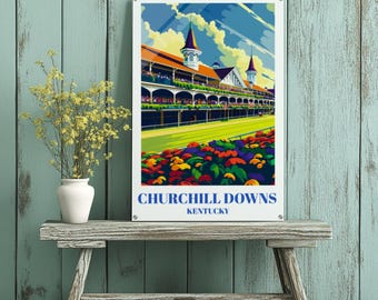 Impresión acrílica de Churchill Downs: póster vintage de viaje del Derby de Kentucky