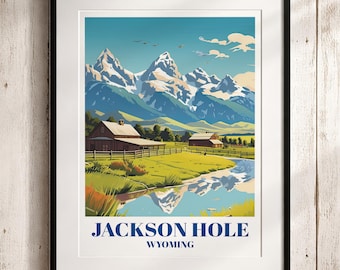 Jackson Hole Travel Poster: Grand Teton Wall Art