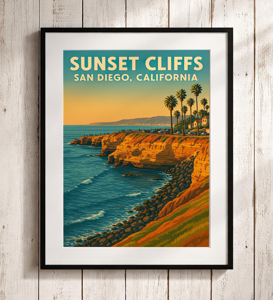 Sunset Cliffs San Diego Print: Vintage California Coast Travel Poster ...