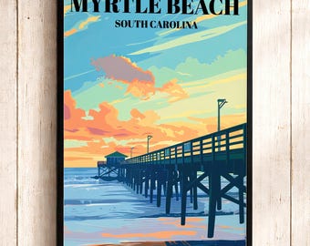 Myrtle Beach Pier Poster: Vintage Küste Südcarolina Kunst