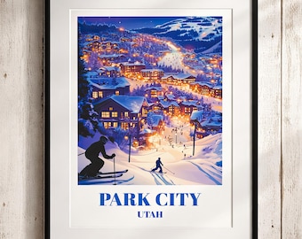 Park City Utah Ski Poster: Vintage Winter Travel Print