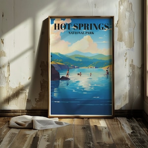 Vintage Hot Springs National Park Travel Poster Print, Scenic Arkansas Wall Art Decor, Retro National Park Poster, Nature Lover&#39;s Gift
