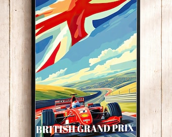 Silverstone British Grand Prix Travel Poster: F1 Racing Art Print