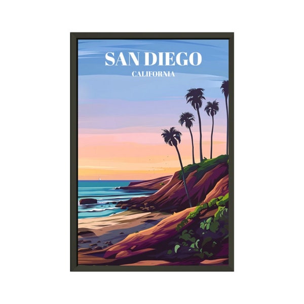 San Diego California Travel Poster - With Coastal Charm & Stunning Cityscape, This Print is Capturing the Essence of Beaches and City Life.