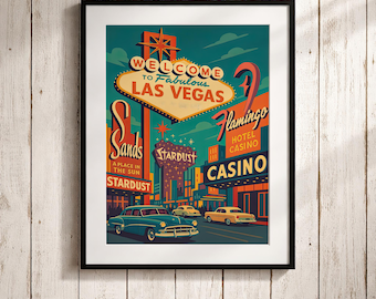 Vintage Las Vegas Travel Poster: 1950s Retro Nevada Art Print - Etsy
