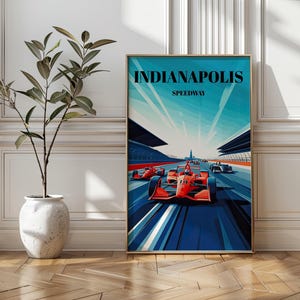 Indy-500 Travel Poster, Indianapolis Motor Raceway Wall Art, Indy-Car Race Track Print , Indianapolis-500 Speedway Home & Office Decor