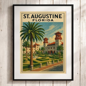 St. Augustine Florida Travel Poster | Vintage-Style Wall Art Print | Historic Architecture