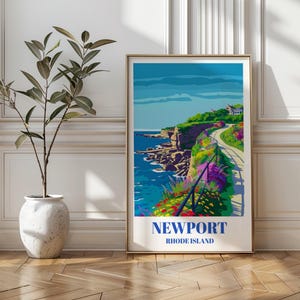 Newport Rhode Island Travel Poster: Vintage Cliff Walk Art Print