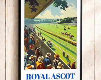 Ascot Racecourse Travel Poster: Royal Ascot Equestrian Art Print