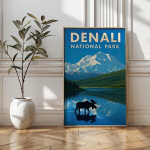 Denali National Park Poster: Vintage Alaska Mountain Landscape Art