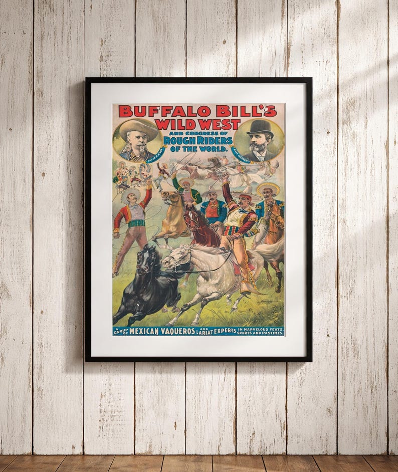 Buffalo Bill Wild West Rodeo Poster – Vintage Circus Print of South ...
