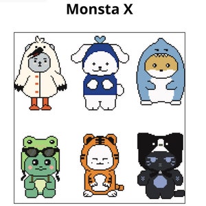 Patrón de punto de cruz del nuevo grupo de emojis de KPOP Monsta X