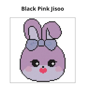 Patrón de punto de cruz del emoji rosa y negro de Jisoo de KPOP