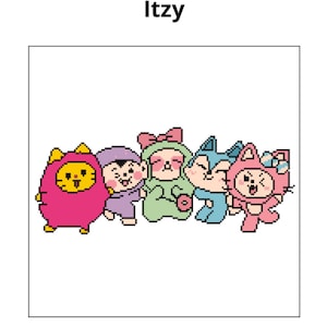 Patrón de punto de cruz del grupo de emojis Itzy de KPOP WDZY