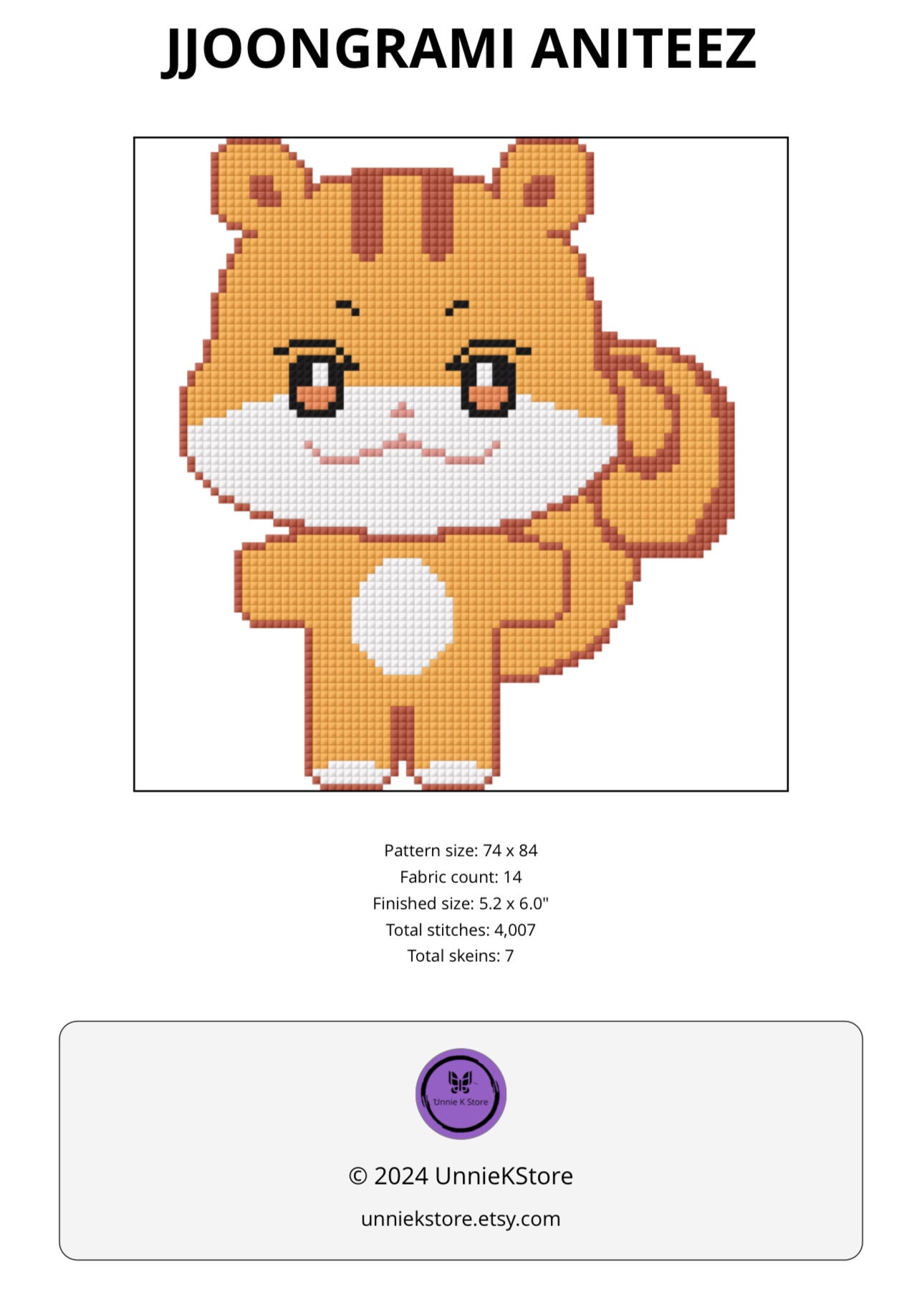 Kpop Ateez Aniteez Jjoongrami Cross Stitch Pattern - Etsy